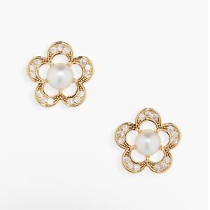 Kate Spade pearl & cz flower stud earrings